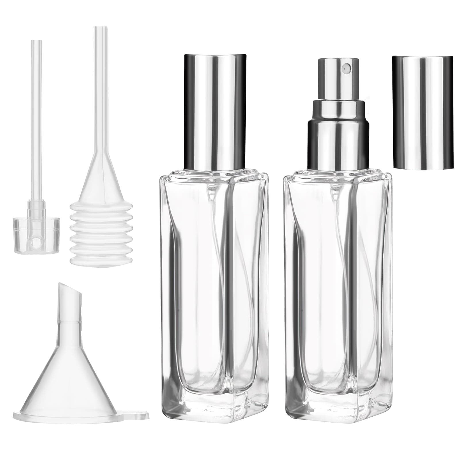 20ml Refillable Perfume Bottle Travel, 2 Pcs Portable Bottle Refillable Perfume Spray Mini Glass Spray Bottles Dispenser Fragrance Container with Funnel Pipettes Dispensers