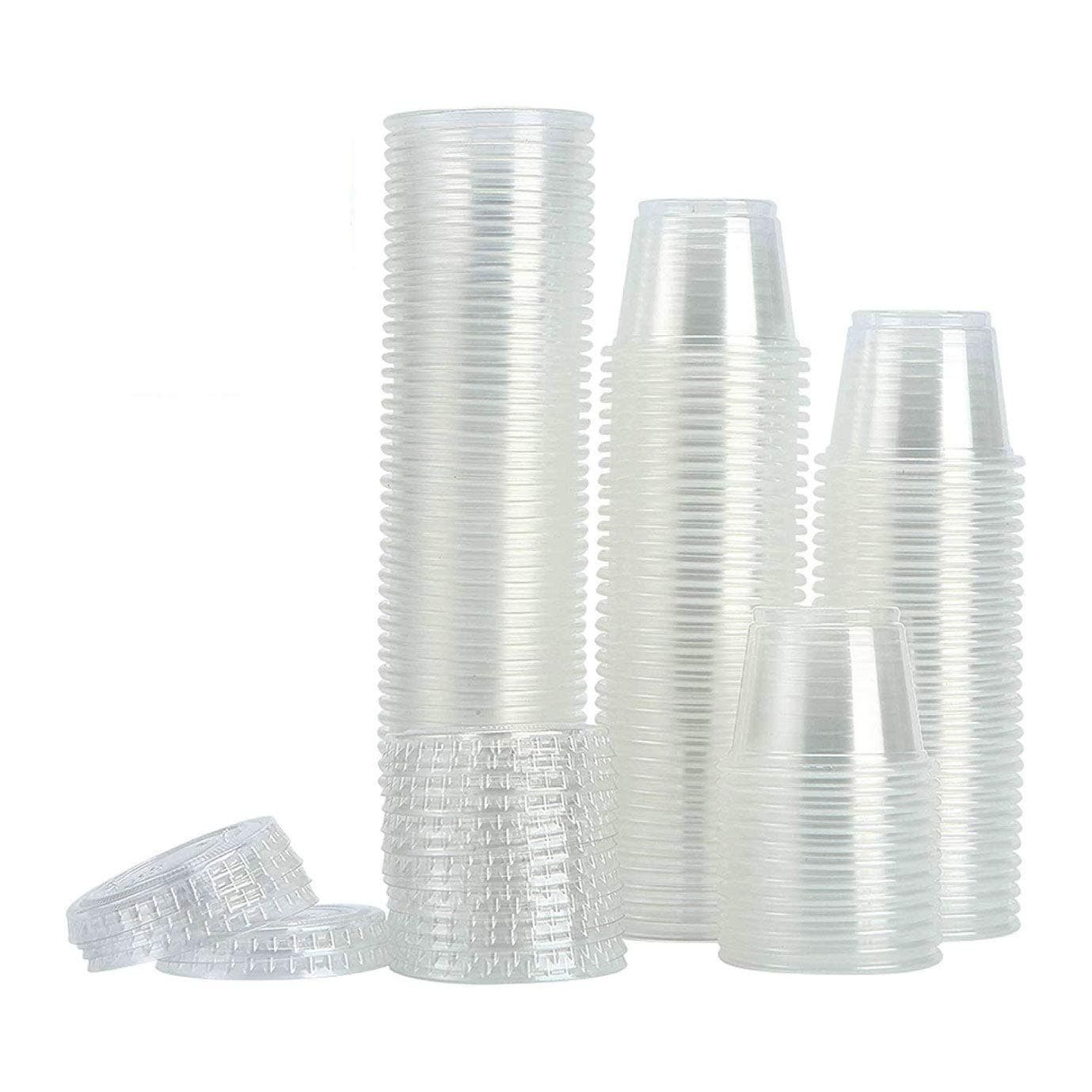 [200Sets-1oz] Small Plastic Containers with LidsPlastic Cups with LidsJello Shot CupsSouffle CupsCondiment Sauce Cups