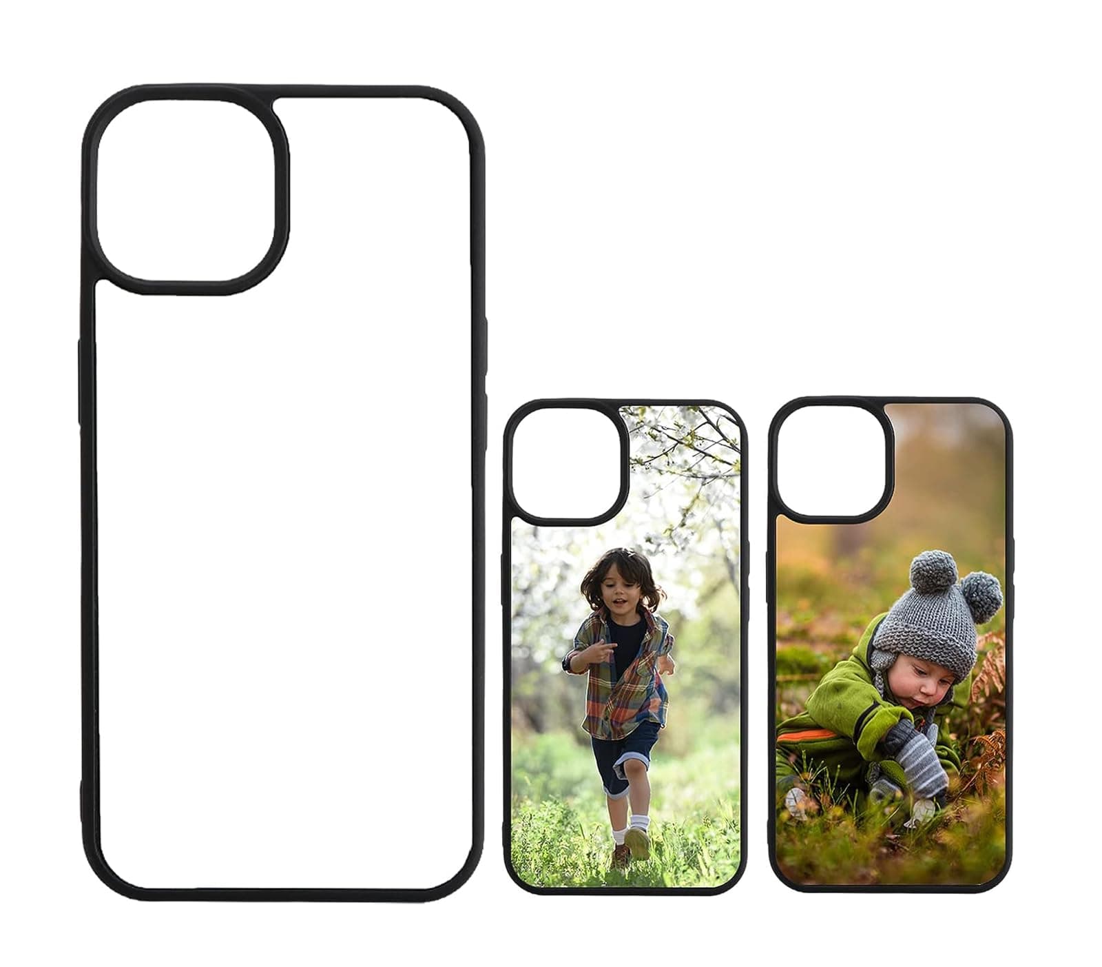 Eouine 5PCS Sublimation Blanks Phone Case for Apple iPhone 14 Plus 6.7 Inch, Custom Printable Picture Phone Cases for DIY, Customized Black Shockproof Protective Cover for Women & Men