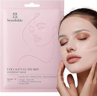 Glass Skin Overnight Mask - Korean Collagen Face Mask with Low Molecular Collagen & Hyaluronic Acid, Pore Perfecting & Hydrating, Paraben-Free, For All Skin Types (1N)