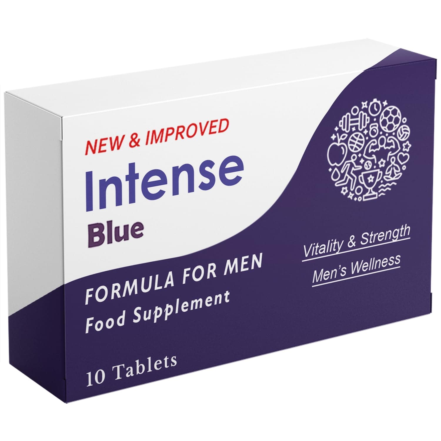 Erexon - Intense Blue 10 Tablets - Herbal Supplement for Men - Men's Health Support - Korean Ginseng, Tribulus Terrestris - Made in The UK