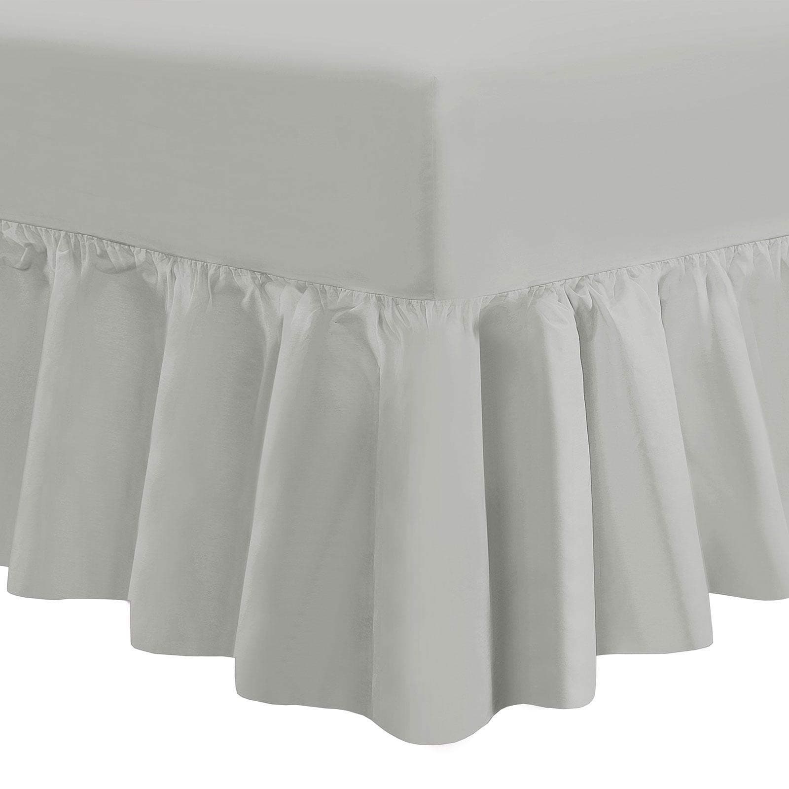 Lifestyle Production Extra Deep Percale Frill Valance Fitted Bed Sheets Single Double King Size 180 Tread Count (King, Silver/Grey)