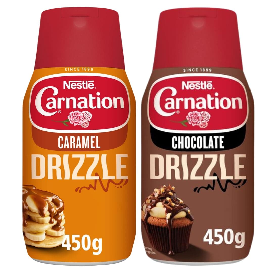 Carnation Milk Bundle With Caramel Drizzle 450g with Chocolate Drizzle 450g (2 Pack)