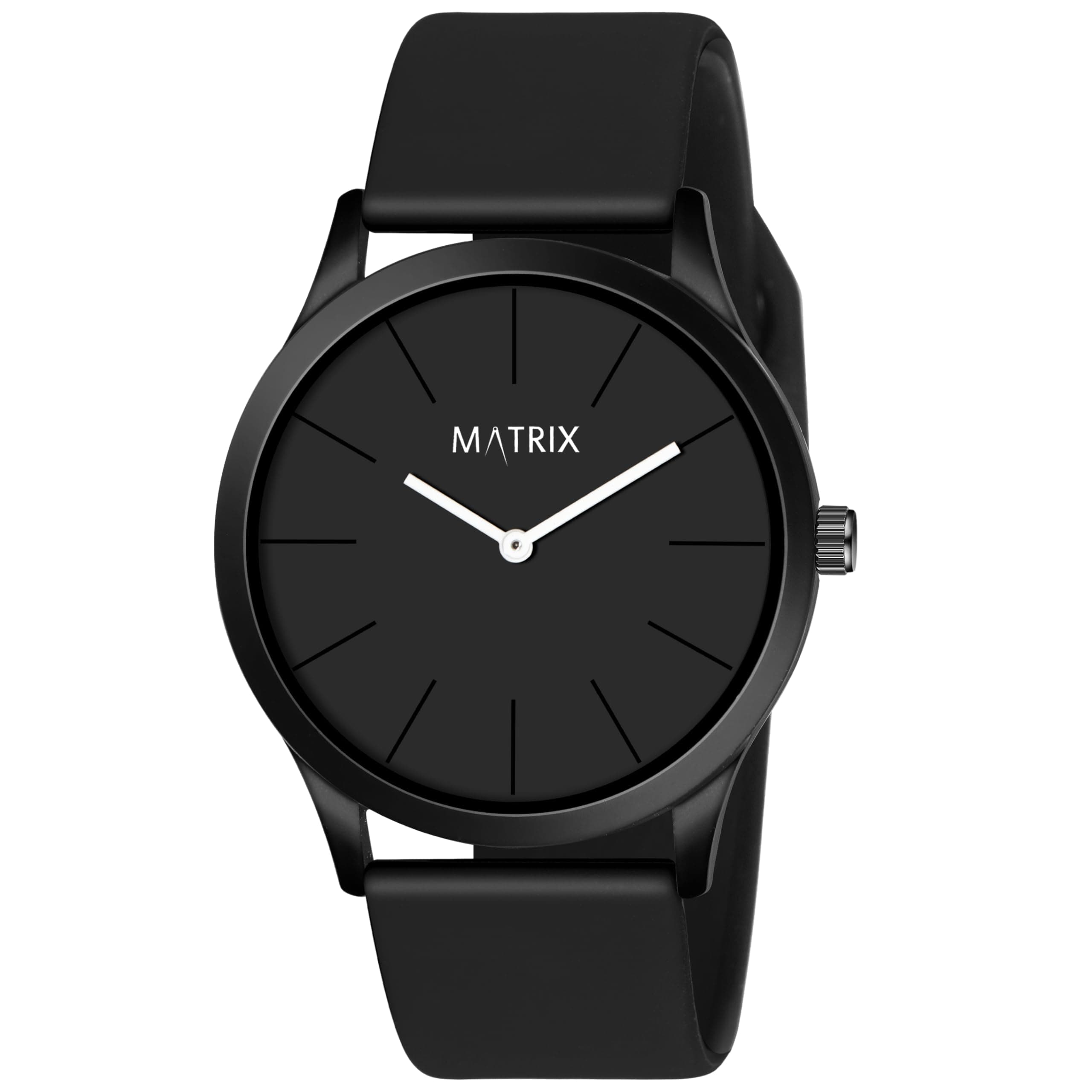 Matrix Minimalist Black Dial with Softest Silicone Strap Analog Wrist Watch for Men & Boys, Black, Free Size, strap