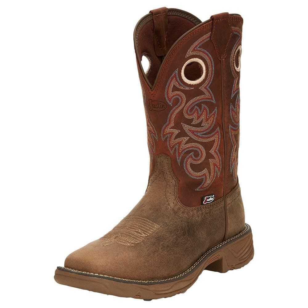Justin Men's Rush 11" Western Work Boots Wide Square Toe