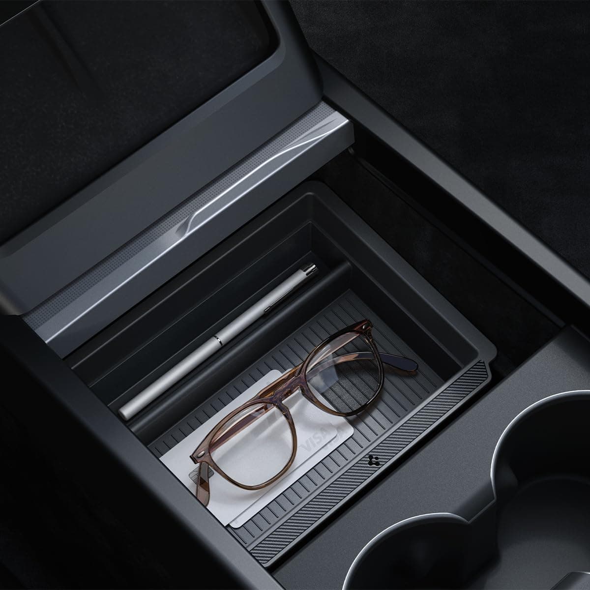 Center Console Organizer Tray [Sliding] for Tesla Model Y Juniper (Only Premium & Performance 2026/25) & Model 3 Highland (Standard, Premium, Performance 2026/25/24) Smooth Slide Technology