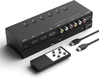 2 AV Inputs + 3 HDMI 2.0 Inputs to HDMI Converter (5 in 1) with Upgrade New Version