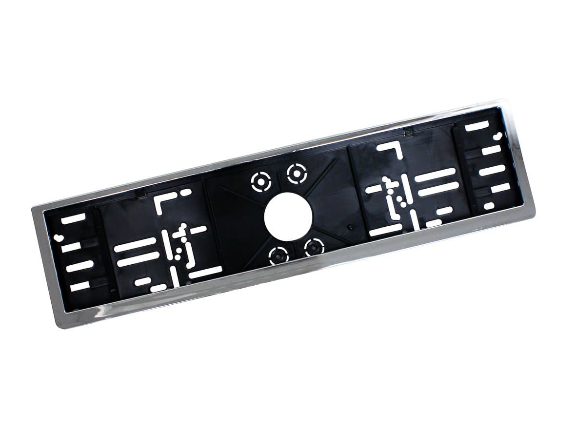 Eufab 17031 Number Plate Holder with Chrome Frame Lightly Curved Design with Key