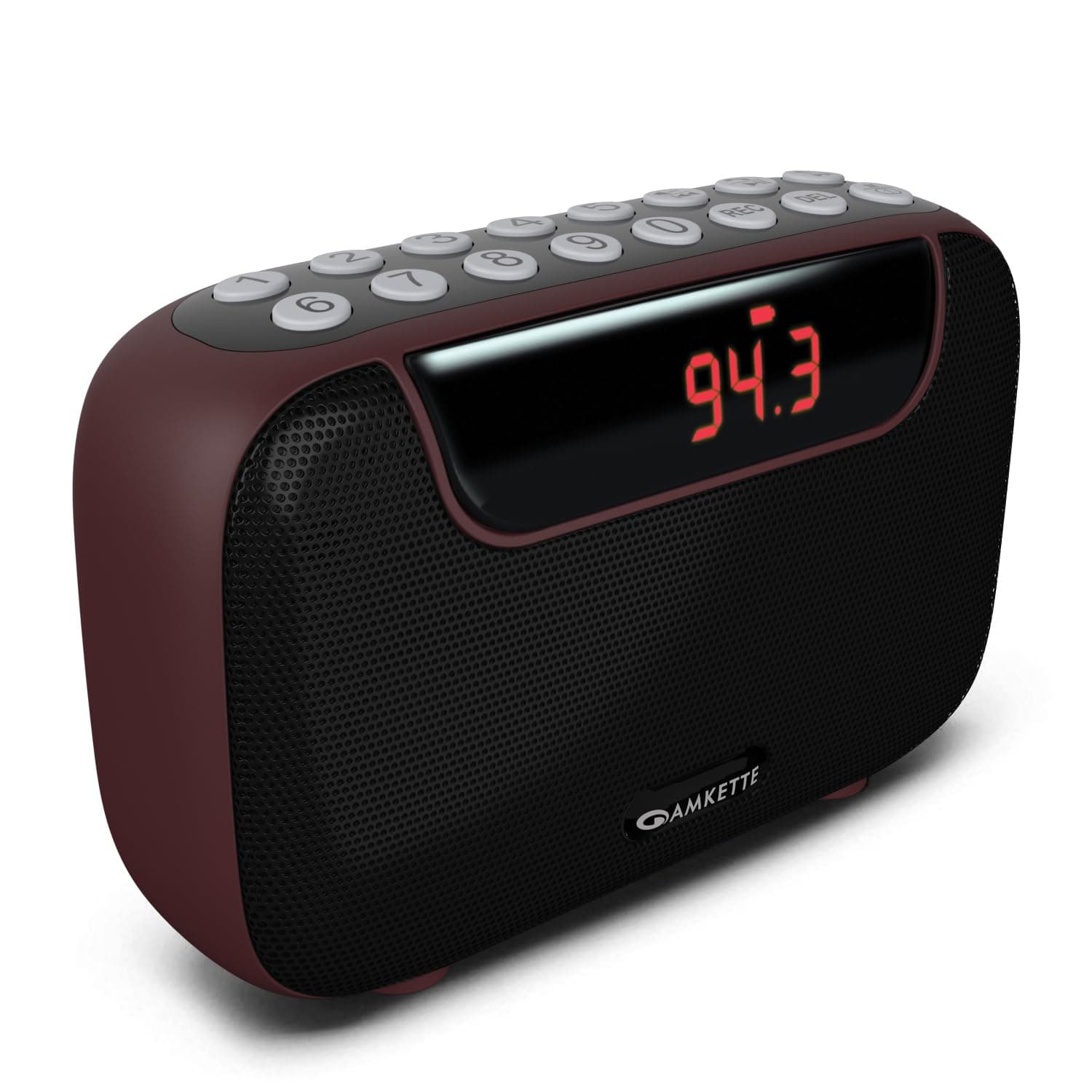 - Amkette Pocket Blast 5 in 1 FM Radio with Bluetooth, Powerful Sound, Voice & FM Recording, External Antenna, 7+ Hours Playback, MP3 Player with Number Pad (AUX, SD Card, USB Input) (Brown)