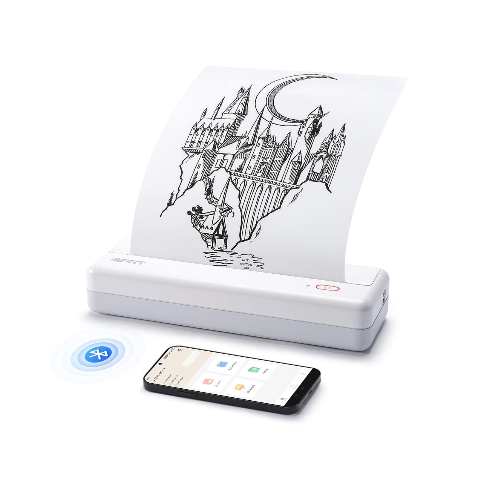MT890 Portable Wireless Printer - with Thermal A4 Paper, Bluetooth Inkless Printer for Travel/Home, Support US Letter&A4&A5 Size, Mobile Printers Compatible with iOS, Android & Laptop - White