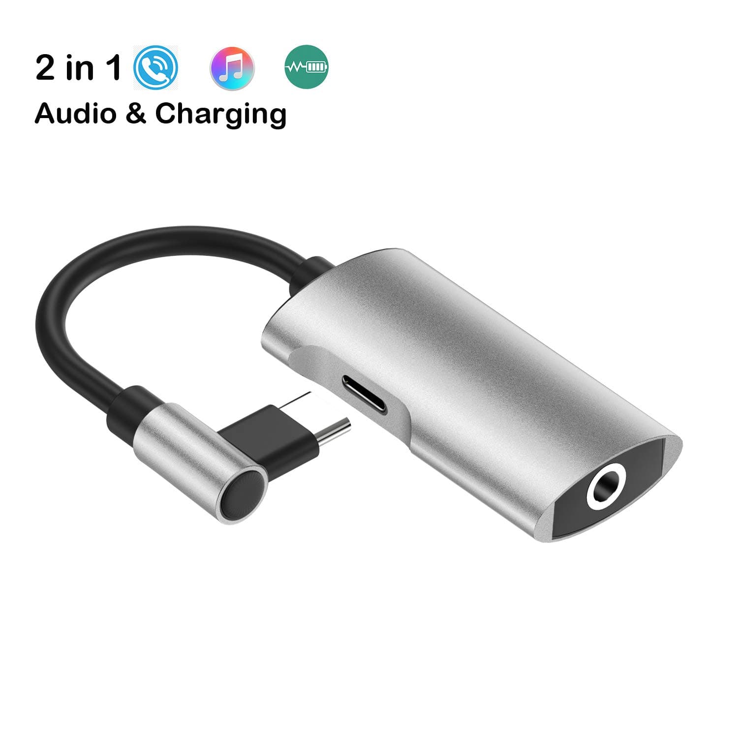Type C USB C to 3.5 mm Headphone Jack Adapter Support Audio + Charge for Motorola Moto Z, Motorola Moto Z Droid,Huawei Mate 10 and More,Type C Audio Converter 2 in 1 Headphone Connector