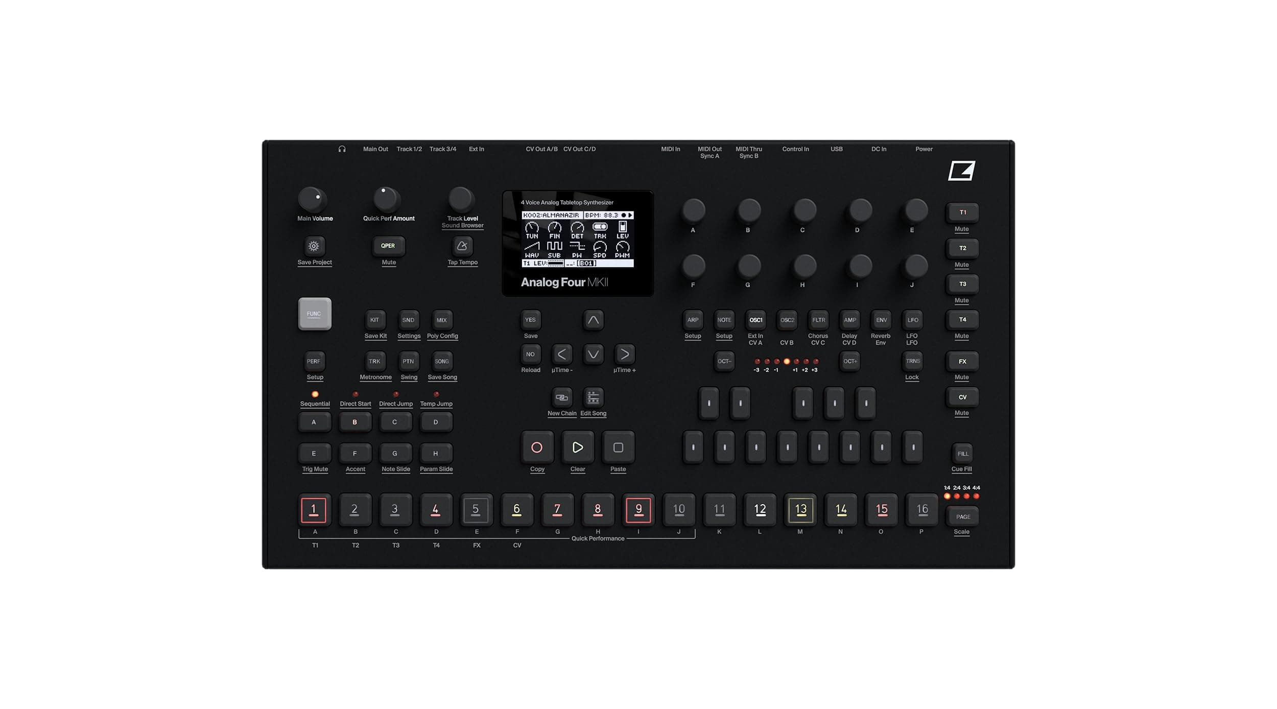 Analog Four MKII 4-Voice Analog Desktop Synthesizer and CV Sequencer