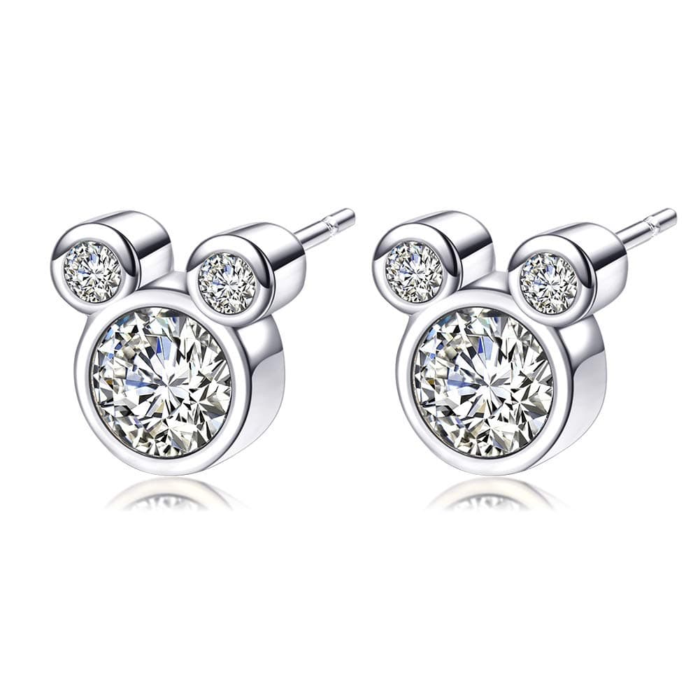 Stud Earring,S925 Silver Stud Earrings with Sparkling CZ Birthstone,Cute And Charm Stud Ear jewelry for Women Girl Gift,Hypoallergenic,6 Colors Available with Jewelry Box