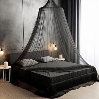 Bed Canopy for Adults, Black Canopy Bed Curtains - Canopy for Bed, Netting Room Decor, Ceiling Tent, Canopy for Single, Twin, Full, Queen Size Kids Bed Curtains, Fire Retardant Fabric
