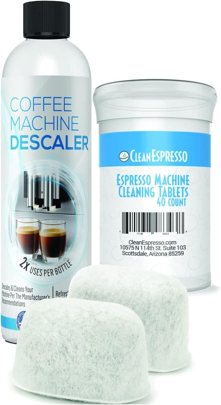 - CleanEspresso - Designed For Breville Cleaning Kit - 40 Breville Compatible Cleaning Tablets + 2 Espresso Machine Water Filters + 2-Use Descaler - Espresso Machine Accessories