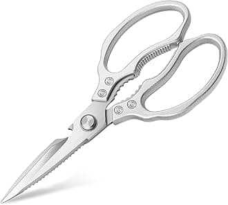 CGBE Kitchen Scissors Heavy Duty, Dishwasher Safe Kitchen Scissors, Multi-Purpose Kitchen Shears for Food, Non Slip Stainless Steel Sharp Cooking Scissors, Silver