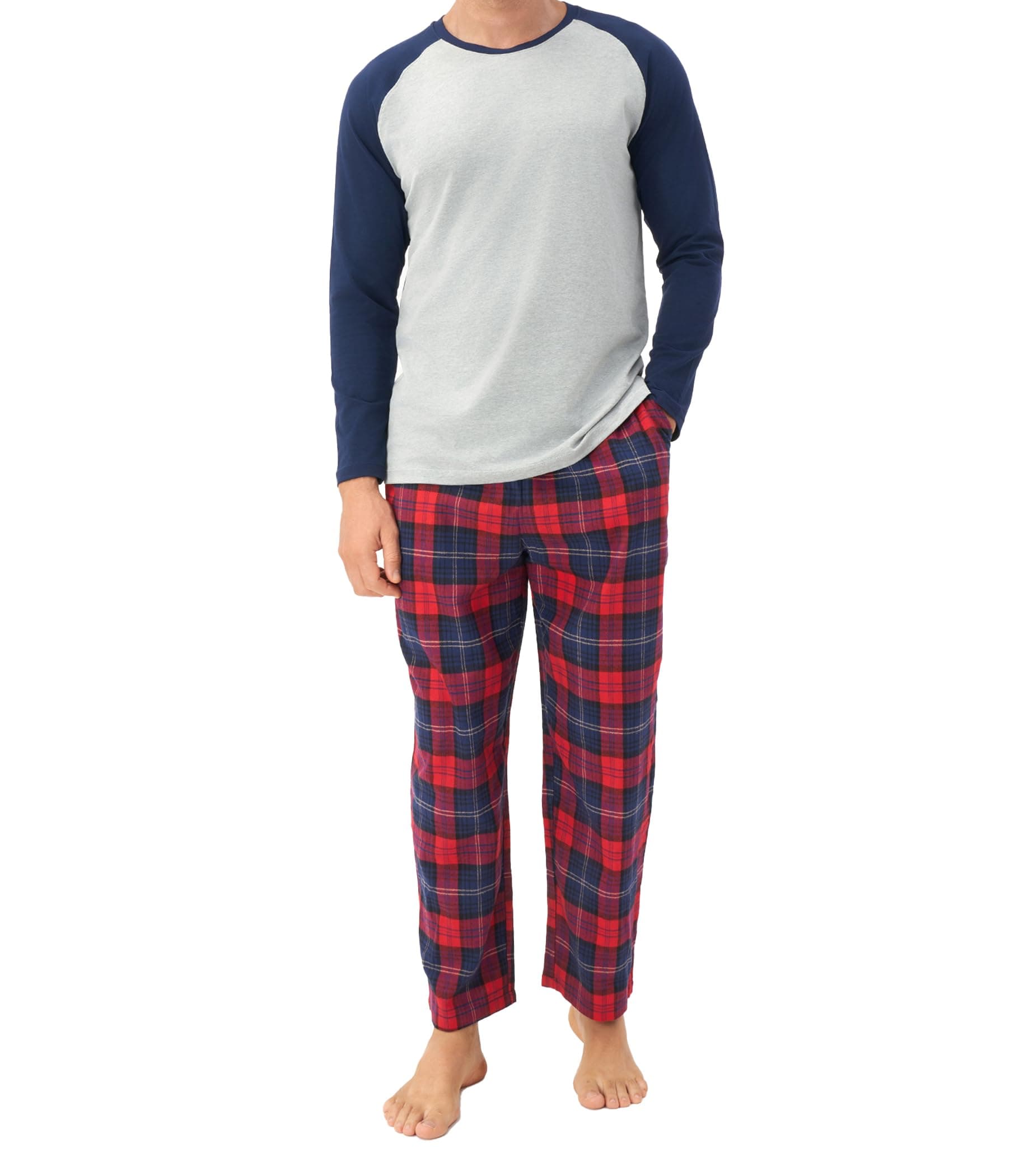 DAVID ARCHY Mens Pajama Set Long Sleeve PJs, Soft Lightweight Sleepwear with Pockets, Comfortable Loungewear for Sleeping