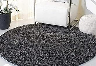 FR Creations Modern Polyester Anti Slip Round Shaggy Fluffy Fur Rug and Carpet for Living Room, Bedroom,Offices, Kitchens(2x2 Feet)-Grey