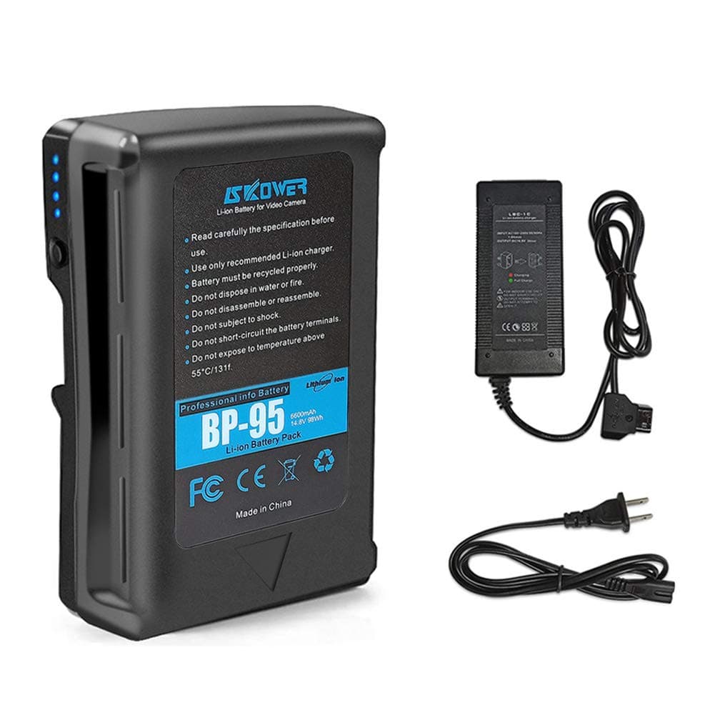 95Wh BP-95 V-Mount V Lock V Shape Battery Compatible Sony Camera Camcorder DSLR with D-Tap Port and 5V USB Output (Include16.8V,3A Charger)