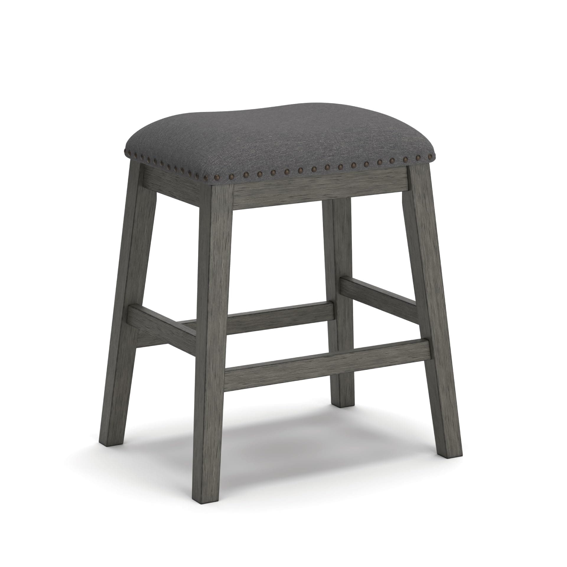 Caitbrook Rustic 24.4" Counter Height Upholstered Barstool, 2 Count, Gray