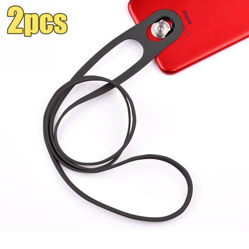 [2 Pack] Universal Silicone Lanyard,Phone Sling Neck Strap Holder Wrist Strap With Detachable Lanyard Strap For Any Phone iPhone X, 8 8 Plus, 7 7 Plus Samsung Galaxy S8 (Black)