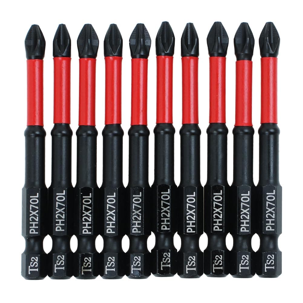 AUTOTOOLHOME 10 Pack Phillips PH2 Magnetic Anti Slip Screwdriver Bit Set 2-3/4" L TS2 Anti-Slip Long Drill Bits Impact Driver Bits