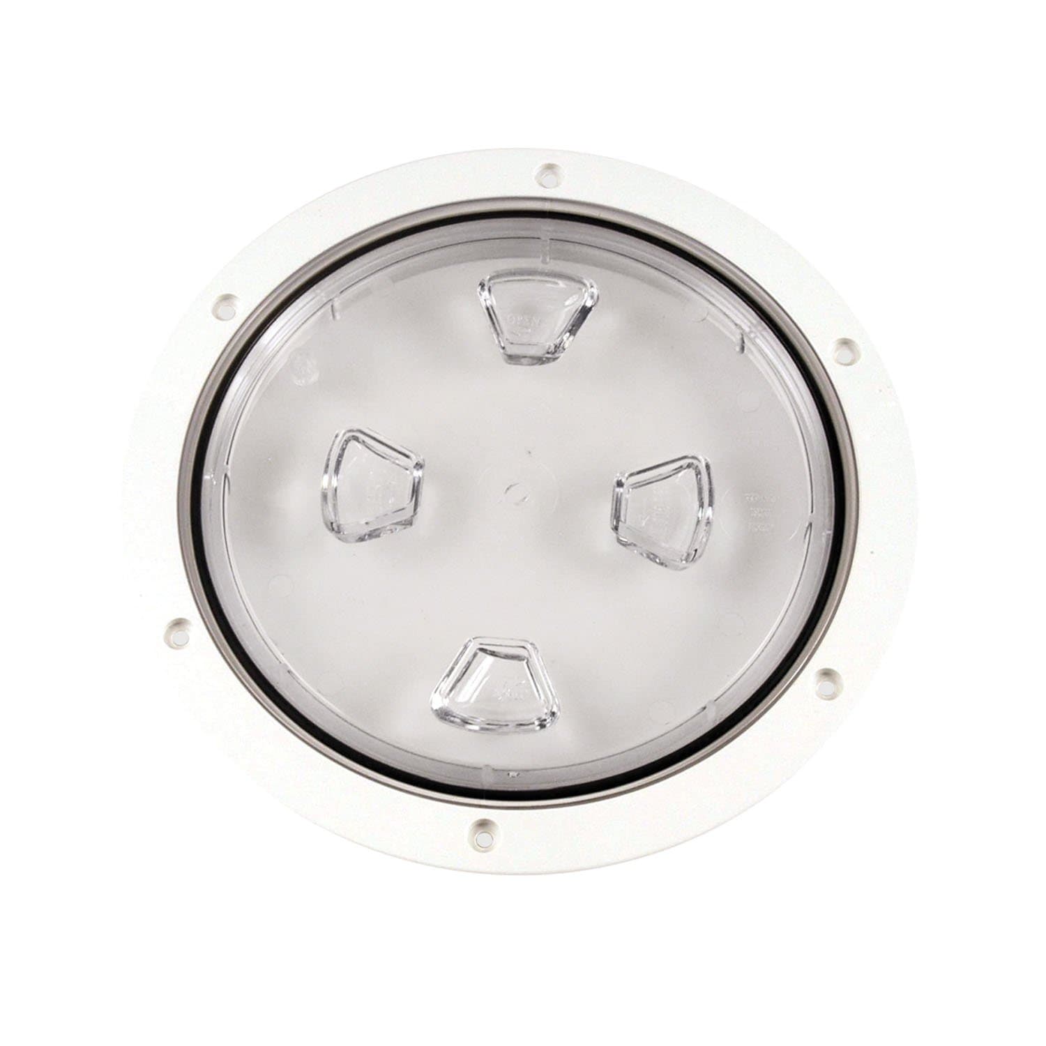 Beckson 8" Clear Center Screw-Out Deck Plate-White