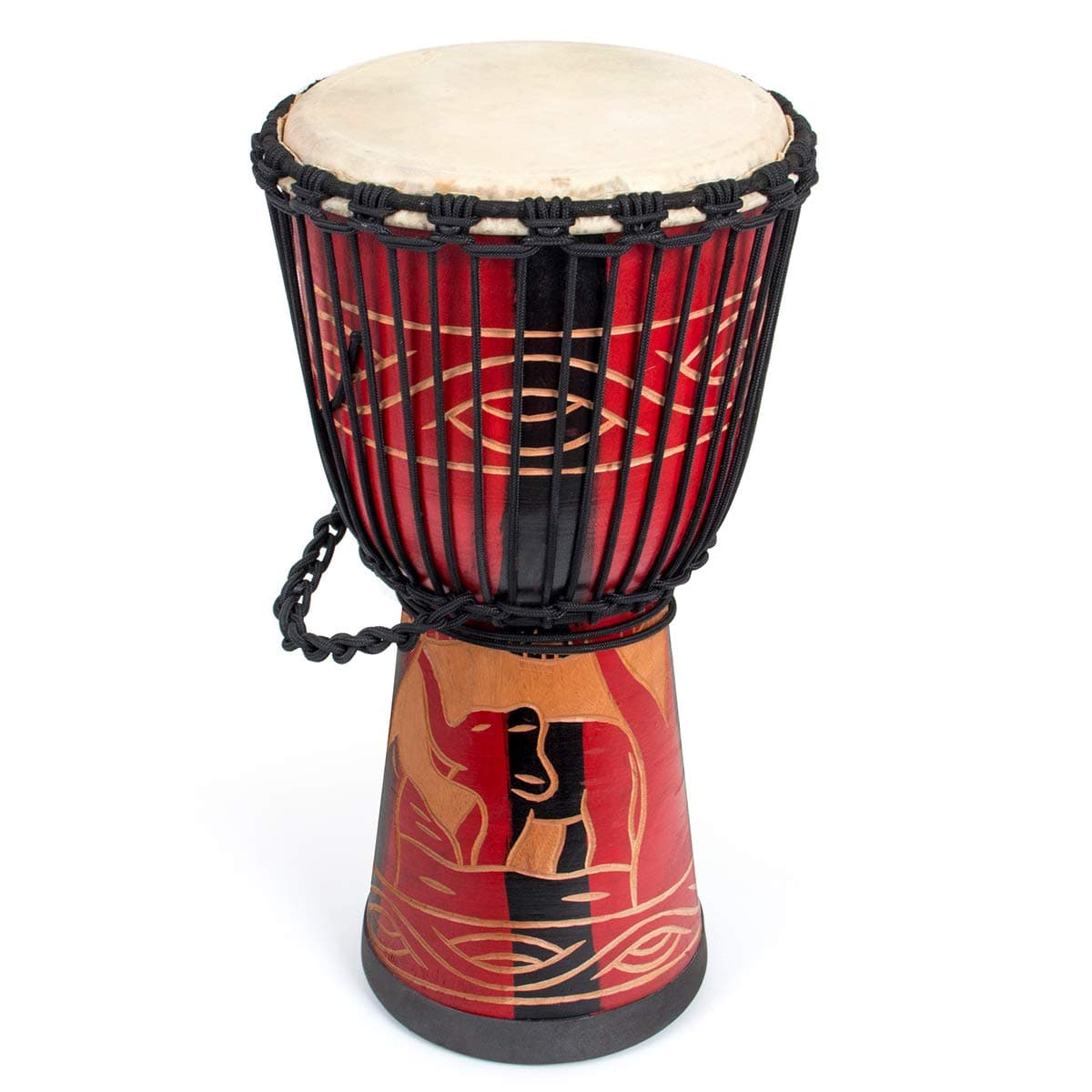 African Drum, Hand-Carved Bongo Congo Djembe Drum 9.5'' x 20'' Mahogany Goatskin Drumhead for Children Starter Beginners(Red)