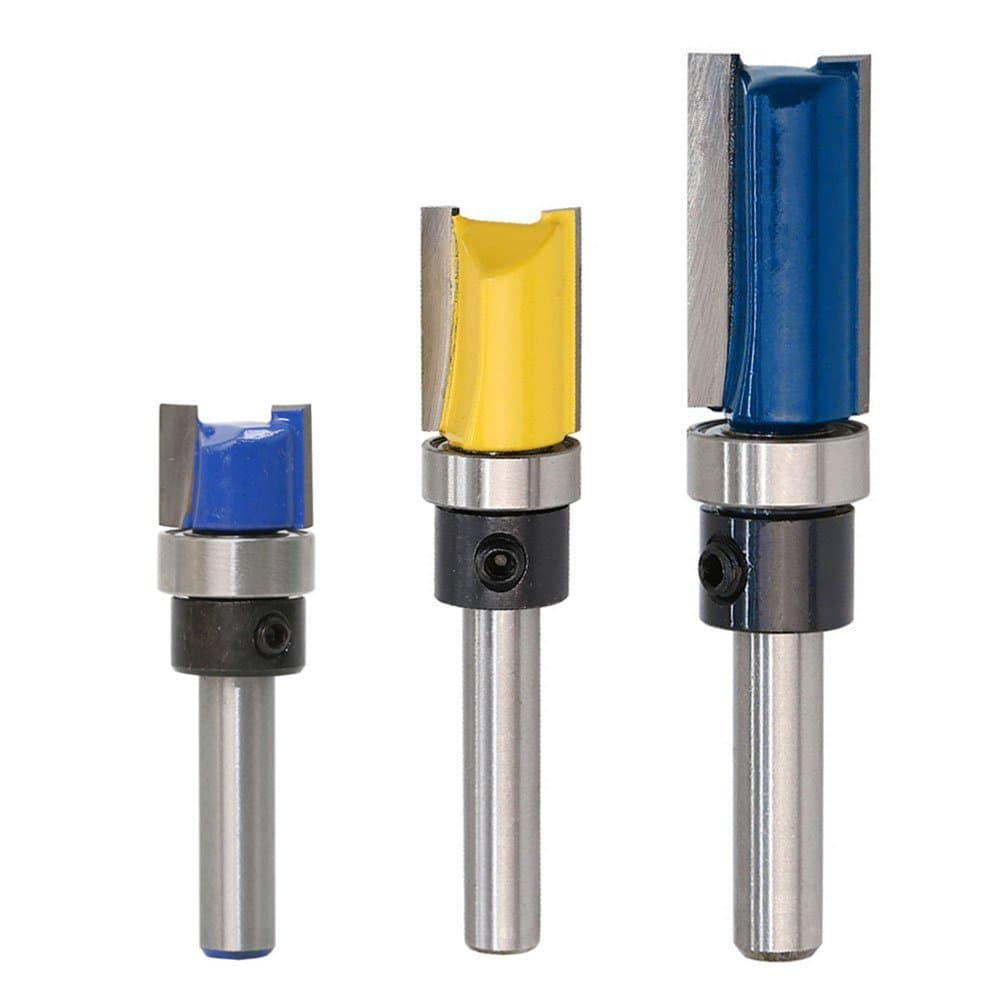 VCCA 3PCS Flush Trim Pattern Template Router Bit Set 1/4-Inch Shank Top Bearing Wood Milling Cutter