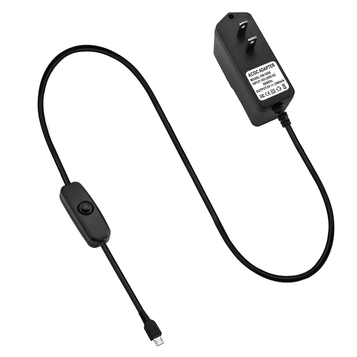 Goldso Raspberry Pi 3 Model B Power Supply 5V 2.5A Adapter/Charger with Power On/Off Switch