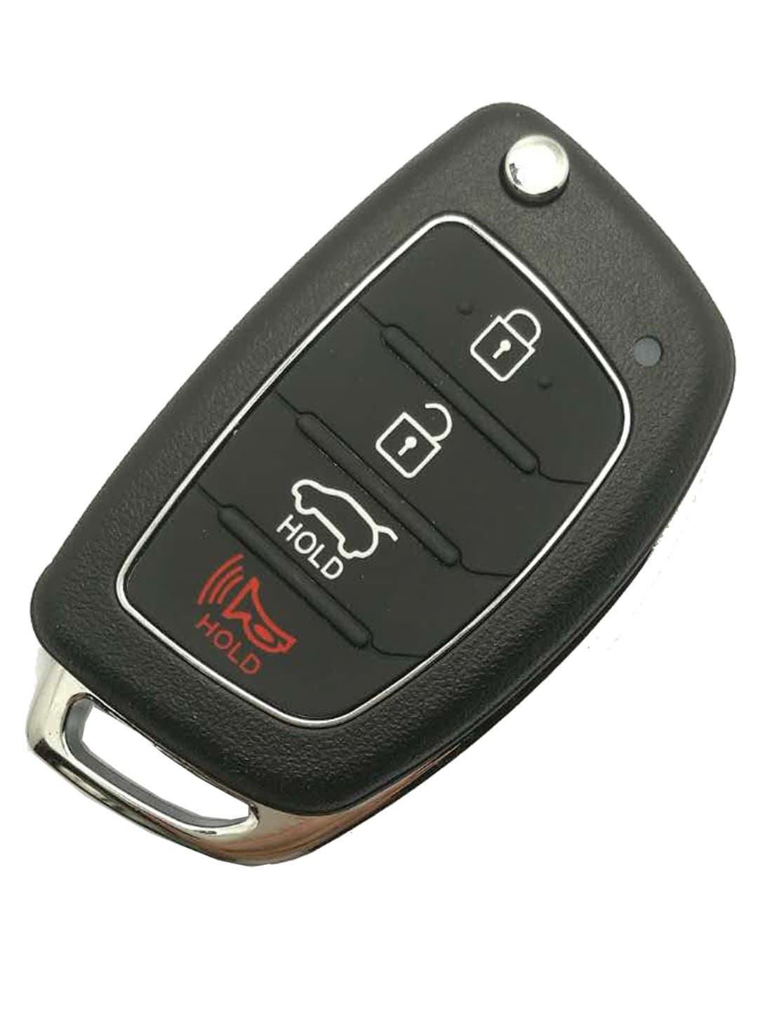 ALIWI Replacement Case Shell for Hyundai Santa Fe 4 Buttons Keyless Entry Remote Flip Folding Car Key Fob Cover Casing with Uncut Blade Blank