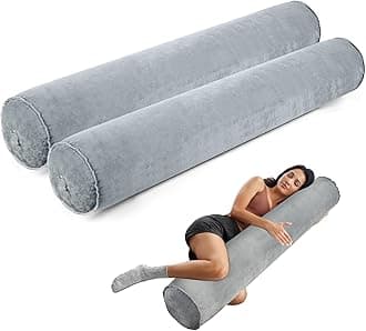 Luxtude Inflatable Body Pillow for Adults Kids, Travel Body Pillows for Side Sleeper, 47Inch Long Round Bolster Pillows for Bed, Round Cervical Cylinder Pillow for Hugging Sleeping, Back etc.