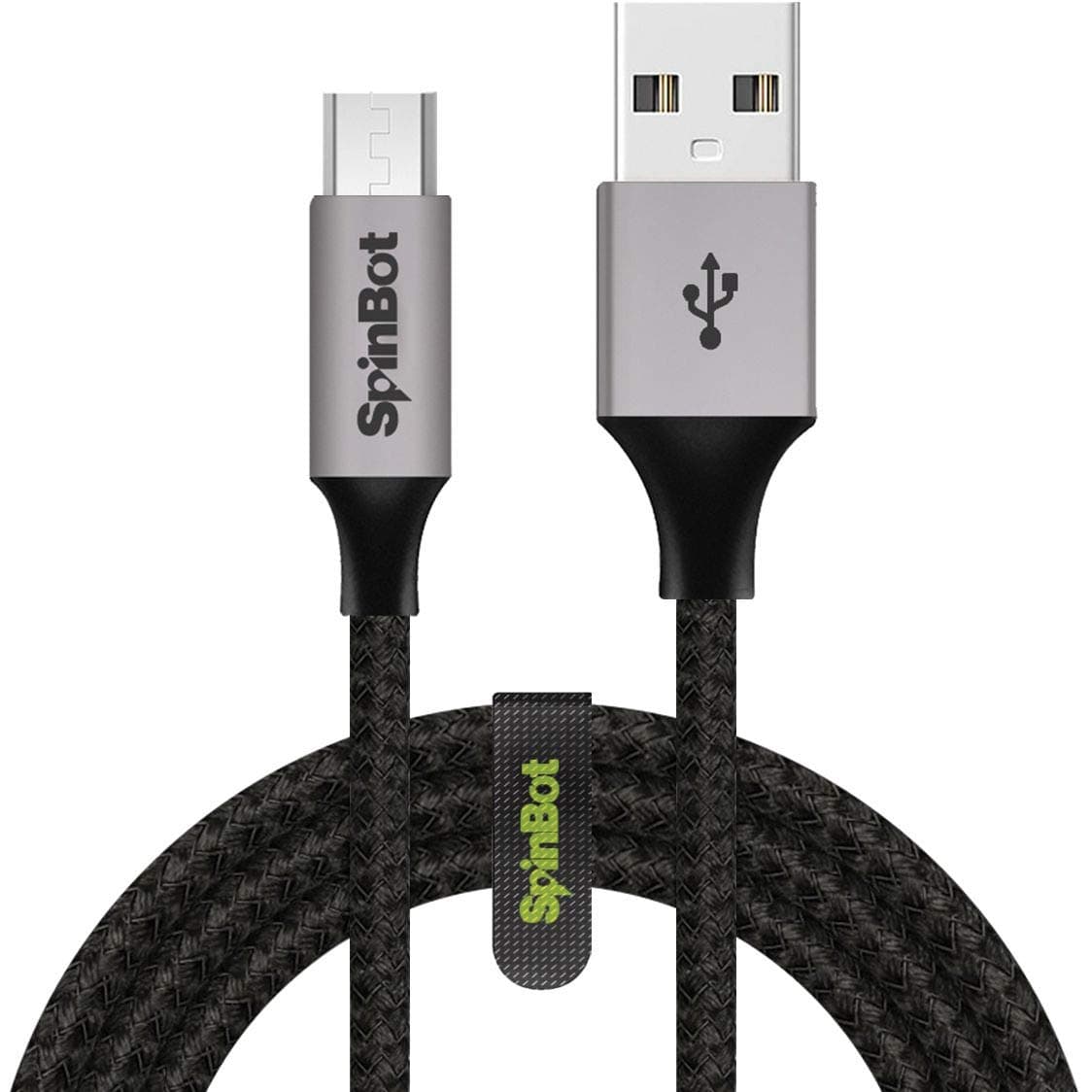 SpinBot ChargeUp Micro USB Dual Braided 3Amp data Cable.Fast Charging and Sync for Android Smartphones-4.92 Feet(1.5 m) Long -(Black)