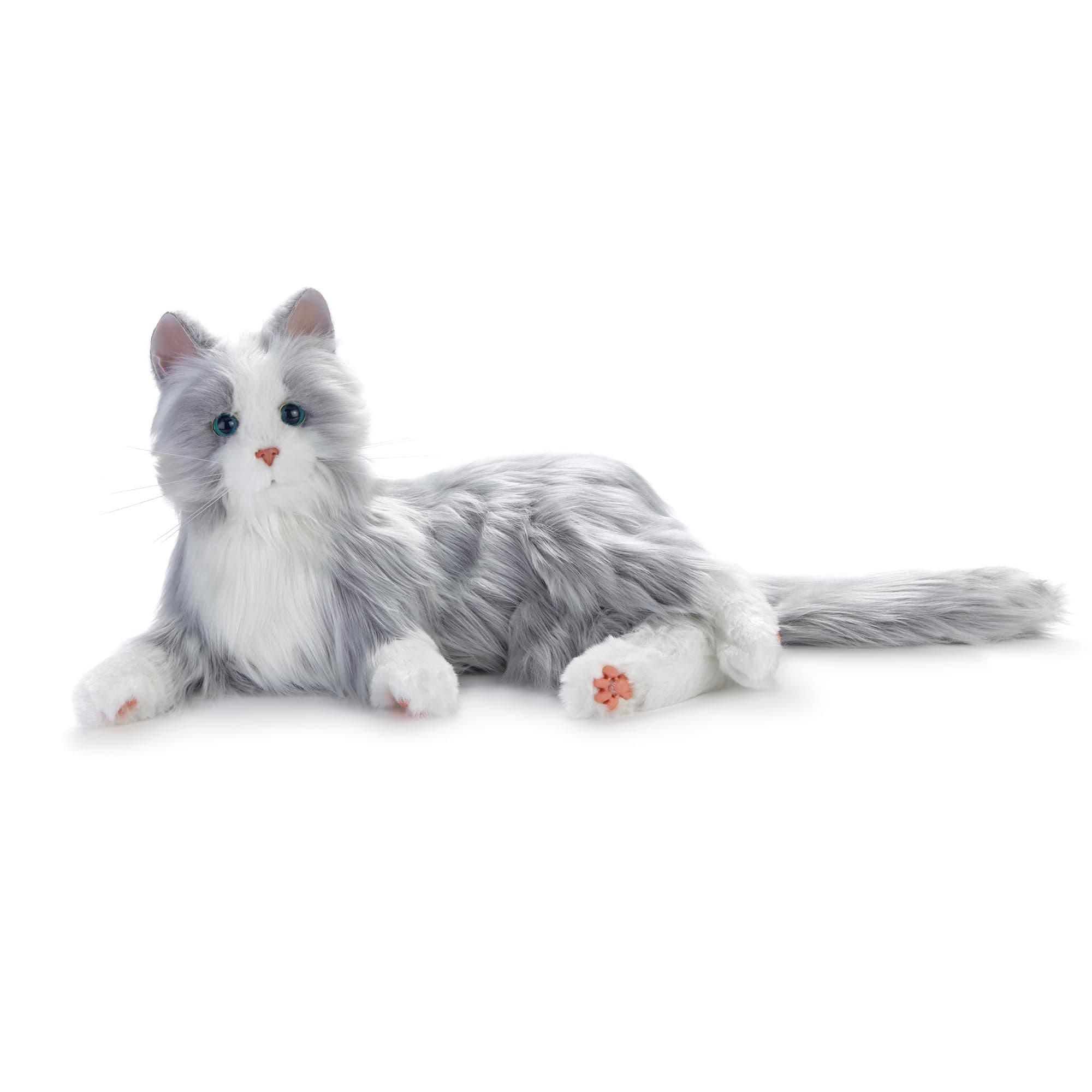 Silver Cat with White Mitts - Interactive Companion Pets - Realistic & Lifelike