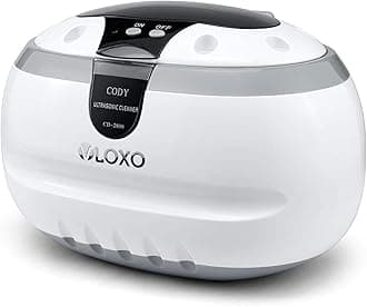 VLOXO CD-2800 Ultrasonic Cleaner Jewellery Cleaner 600ml 50W 42khz Silver Cleaner for Jewelry Ring Earring Necklace Glasses Watch Metal Coins Dentures Razots Tattoo Tools[Energy Class A+++]