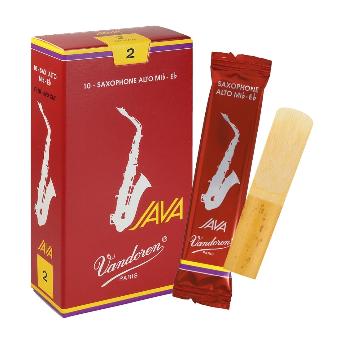 Java RED Alto Saxophone Reeds - Box of 10 - Strength 2