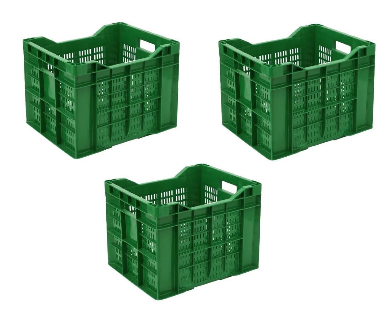 Thijaari Plastic Heavy Duty Multipurpose Crate 3 Piece Green or Random Colours