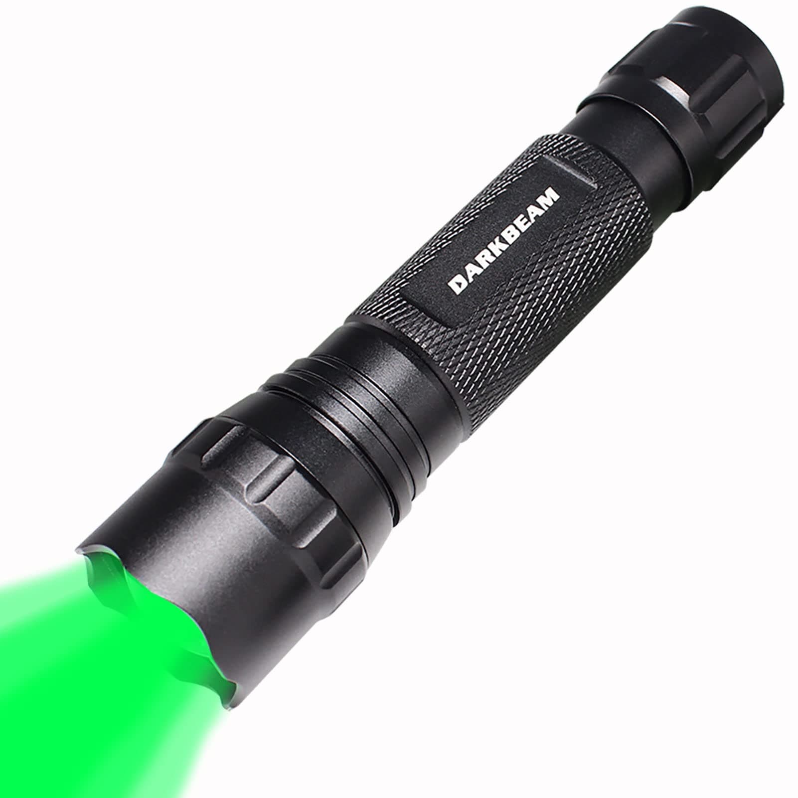 Green Light Flashlight Tactical LED Rechargeable, Zoomable Portable Handheld Green-Light for Fishing Hunting Detector Astrophotography