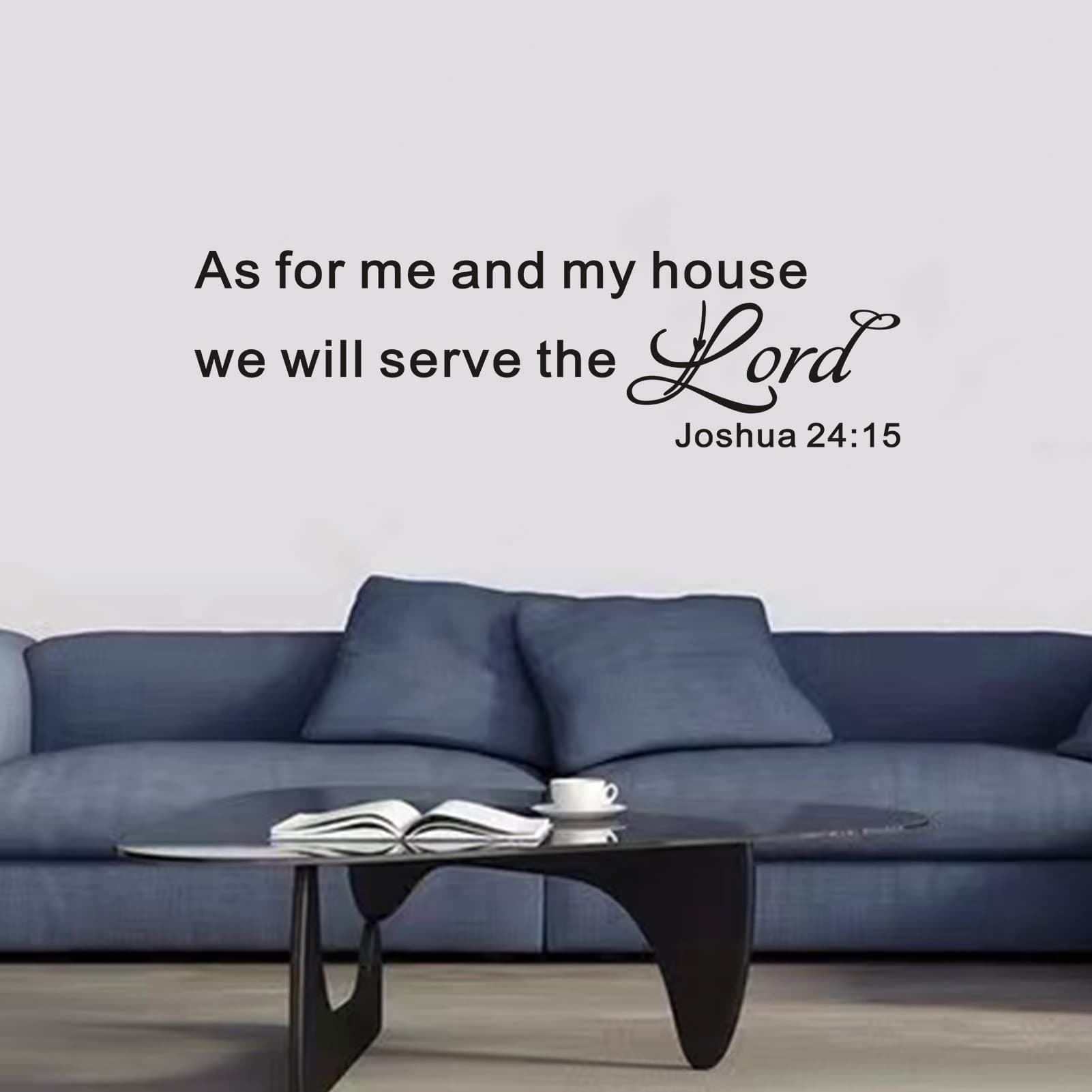 Wall Stickers for Living Room, Scripture Wall Decals, (Easy to Install), Wall Decor Quotes Inspirational Bedroom Kitchen Bible Verse Family Sayings Signs Art Home Vinyl, As for Me and My House 25"X7"