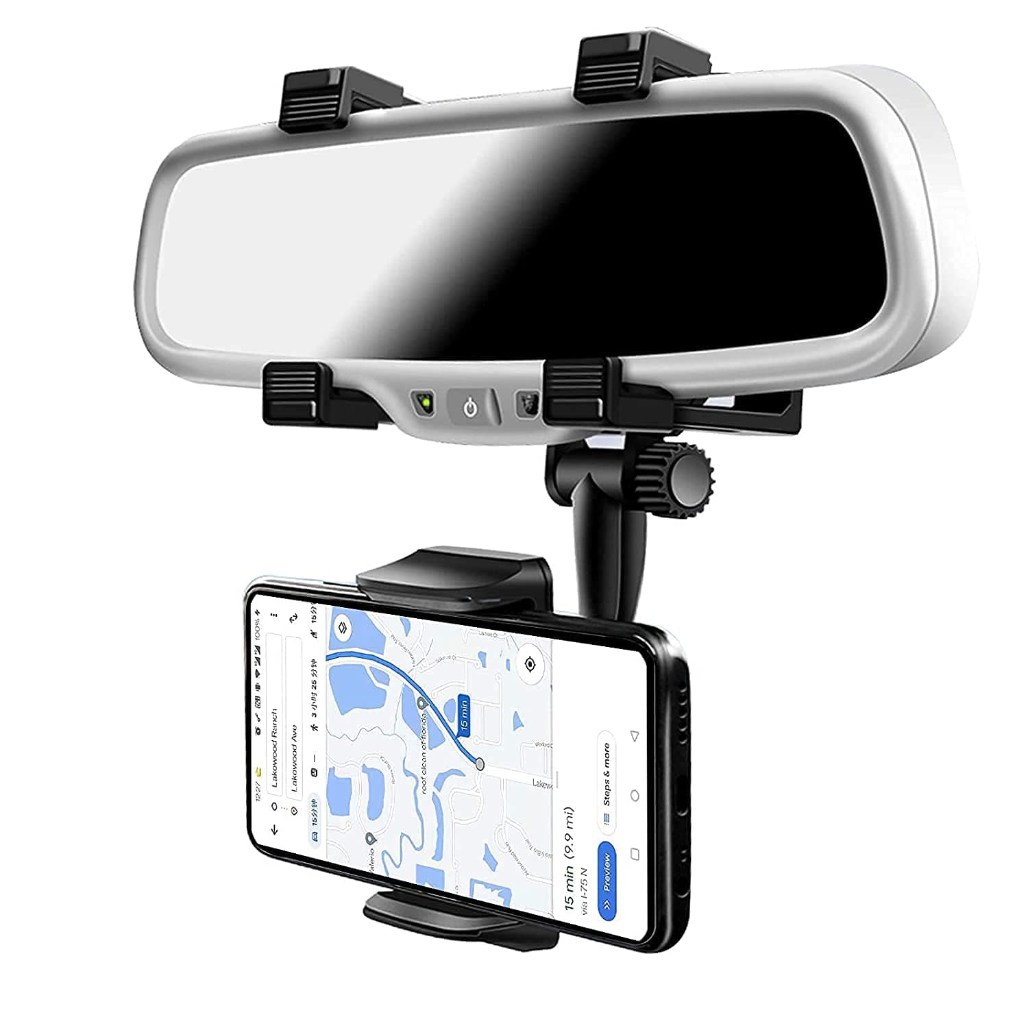 CQLEK® Anti Shake & Fall Prevention 360 Degree Rotation Adjustable Anti Vibration Car Phone Holder for Rear View Mirror Mount Stand - Supports Mobile Up to 6.5 inch Smartphones