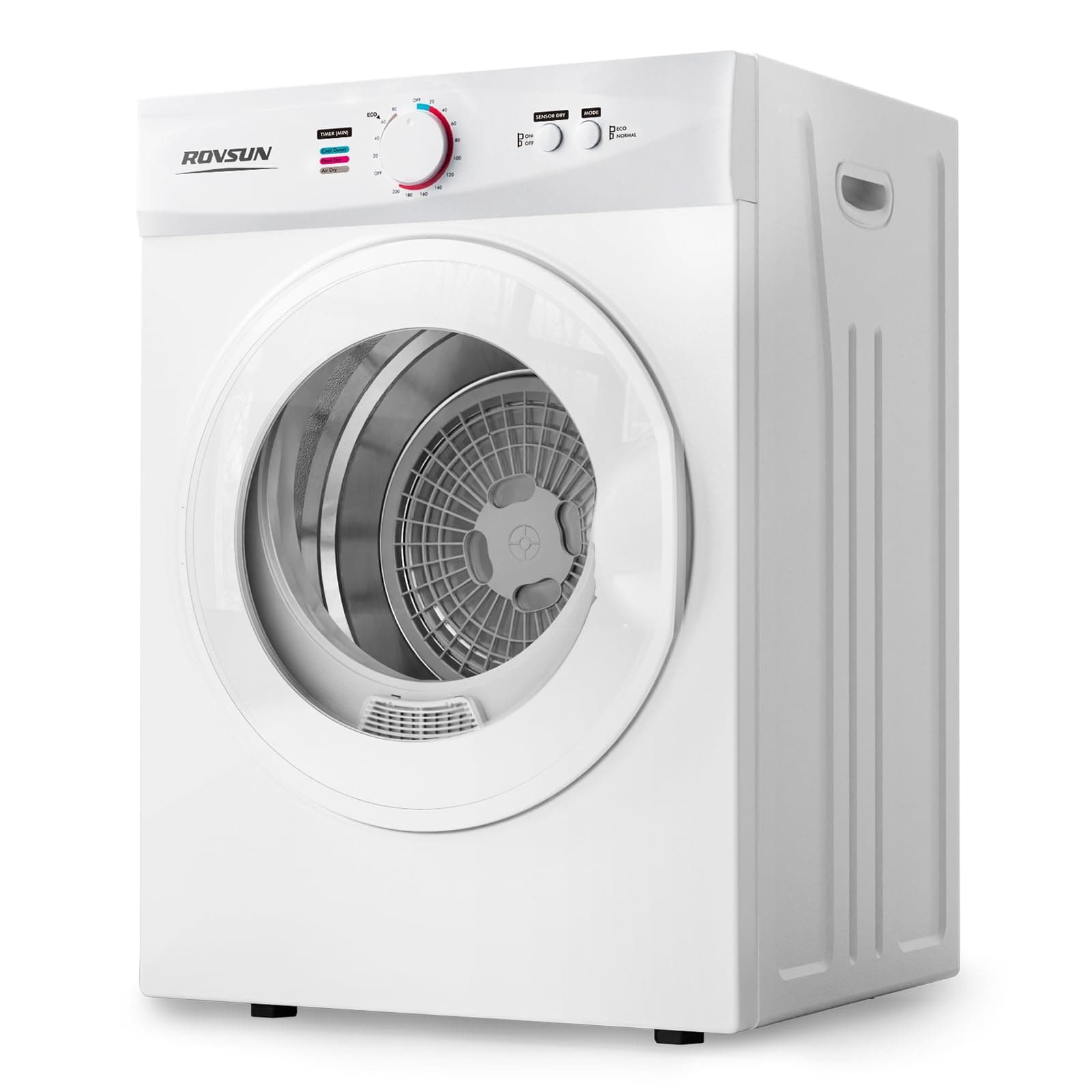 ROVSUN 1.8 Cu.Ft Portable Clothes Dryer, Front Load Dryer Machine, Compact Laundry Dryer with Stainless Steel Tub for Apartment, Home, Dorm (Classic Knob Control)