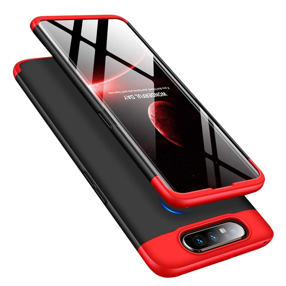 Samsung A80 Case, 3 in 1 Ultra Thin Hard PC Case Premium Slim 360 Degree Full Body Protective Shockproof Cover for Samsung Galaxy A80. 3 in 1- Red + Black