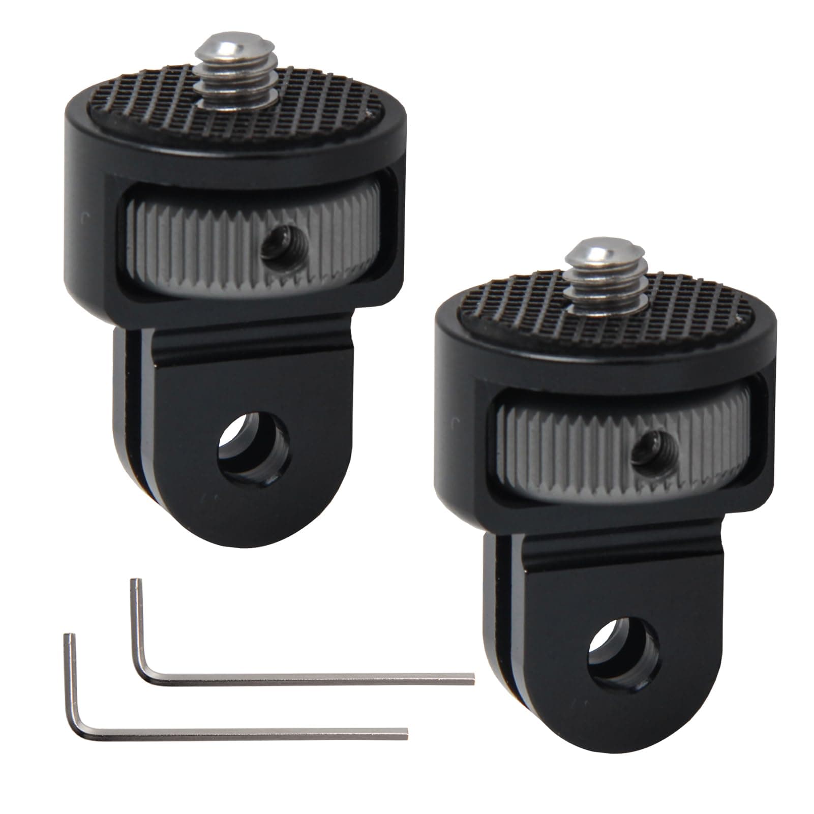 2 Pcs Camera Mount Adapter 360° Adjustment Aluminum 1/4 Tripod Adapter camera mount Camera Mount Accessories Tripod adapter mount Compatible with GoPro, Xiaomi, SJ4000 and Action Cameras