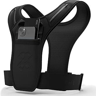 Premium Running Vest Phone Holder | Unisex | One Size | Men | Women | Highly Adjustable | Water Resistant Front Chest Pocket | Universal Mobile Phone Chest Pocket