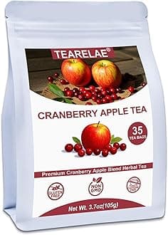 TEARELAE - Cranberry Apple Tea Bags, 35 Count - Premium Cranberry Herbal Blend Tea with Dried Cranberries, Apples, Hibiscus, Rose Petals & Licorice Root - Caffeine-free - Perfect for Daily Refreshment