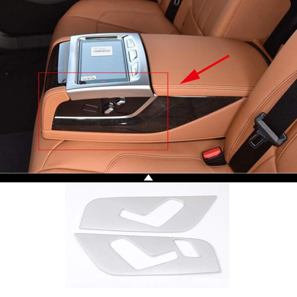 2Pcs Car Rear Armrest Seat Adjustment Decorative Frame Trim Interior Modification Decorative Accessories for BMW 5 Series G30 2018 2019（XER） ABS Chromeplate
