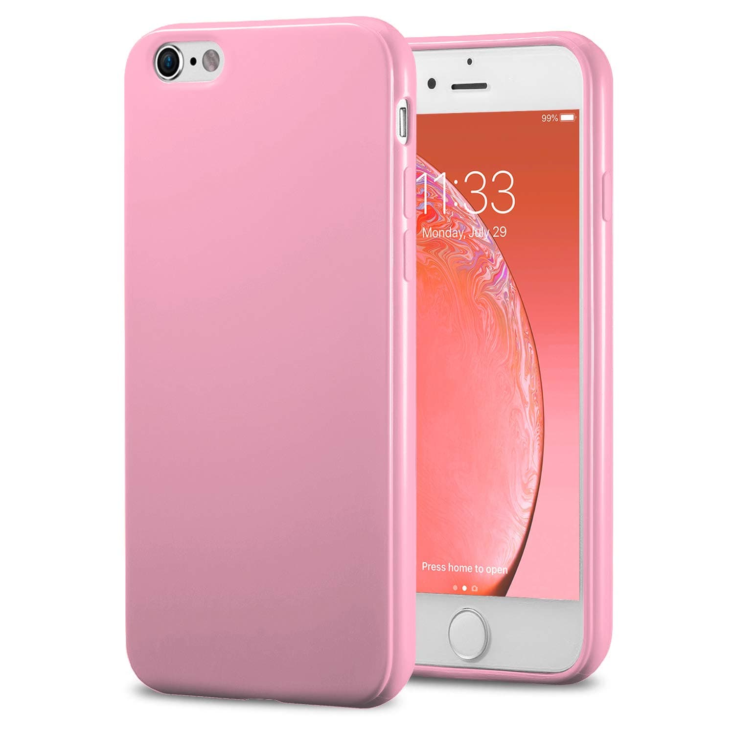 TENOC Phone Case Compatible for iPhone 6S and iPhone 6 4.7 Inch, Slim Fit Cases Soft TPU Bumper Protective Cover, Glossy Pink