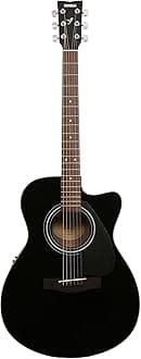 FSX80C Semi-Acoustic Cutaway Guitar – Black Finish, 6 Strings, Full-Size, Built-in Pickup, Rich Tone, Comfortable Playability, Ideal for Beginners & Performers