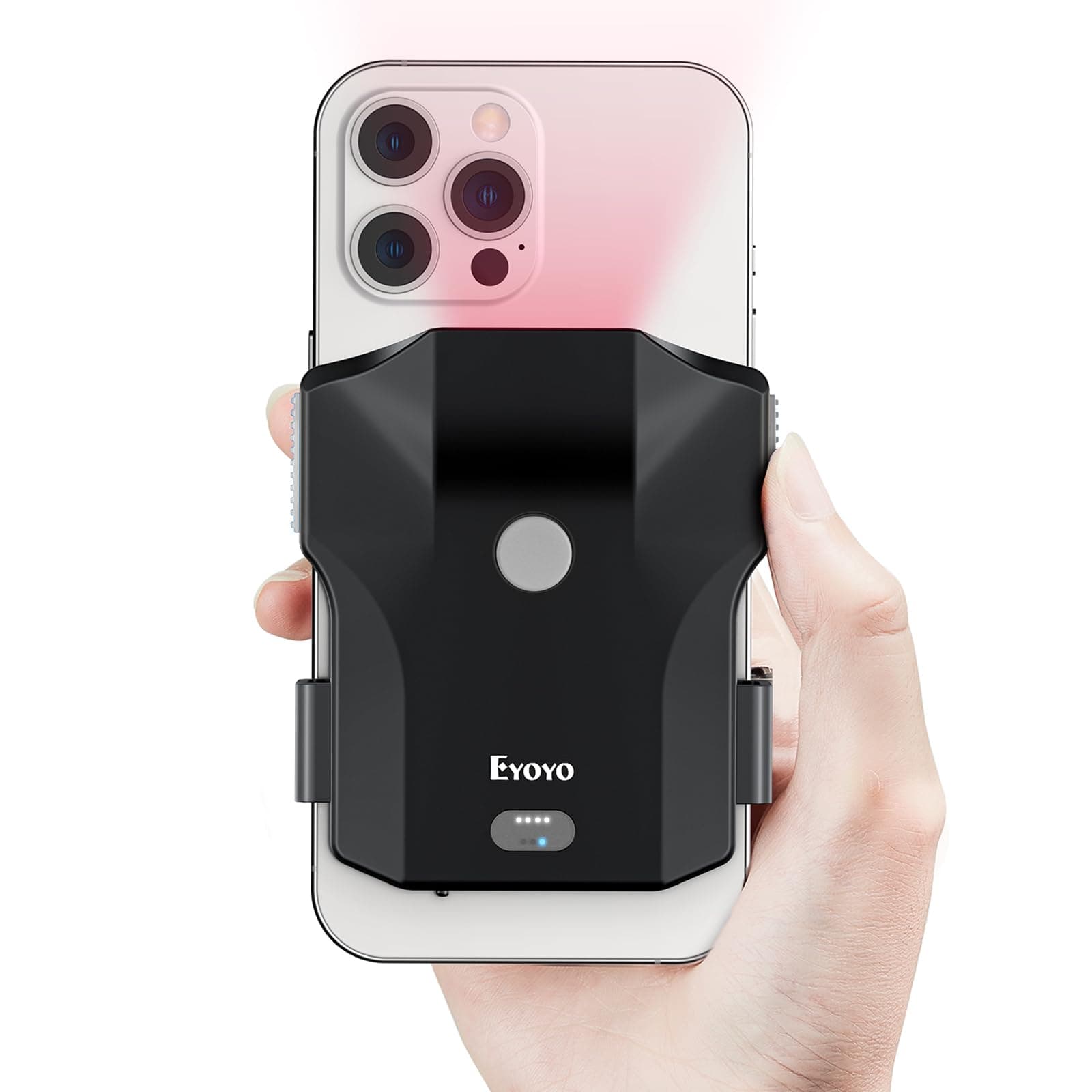 Bluetooth QR Code Scanner, 2D Wireless Back Clip Phone UPC USB Barcode Scanner Reader with Battery Level Indicator Compatible with 4.7"-7.2" Android Phone, iPhone for Book Library Inventory