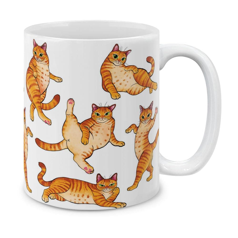 MUGBREW Orange Tabby Cat Funny Playful Postures Ceramic Coffee Mug Tea Cup, 11 OZ